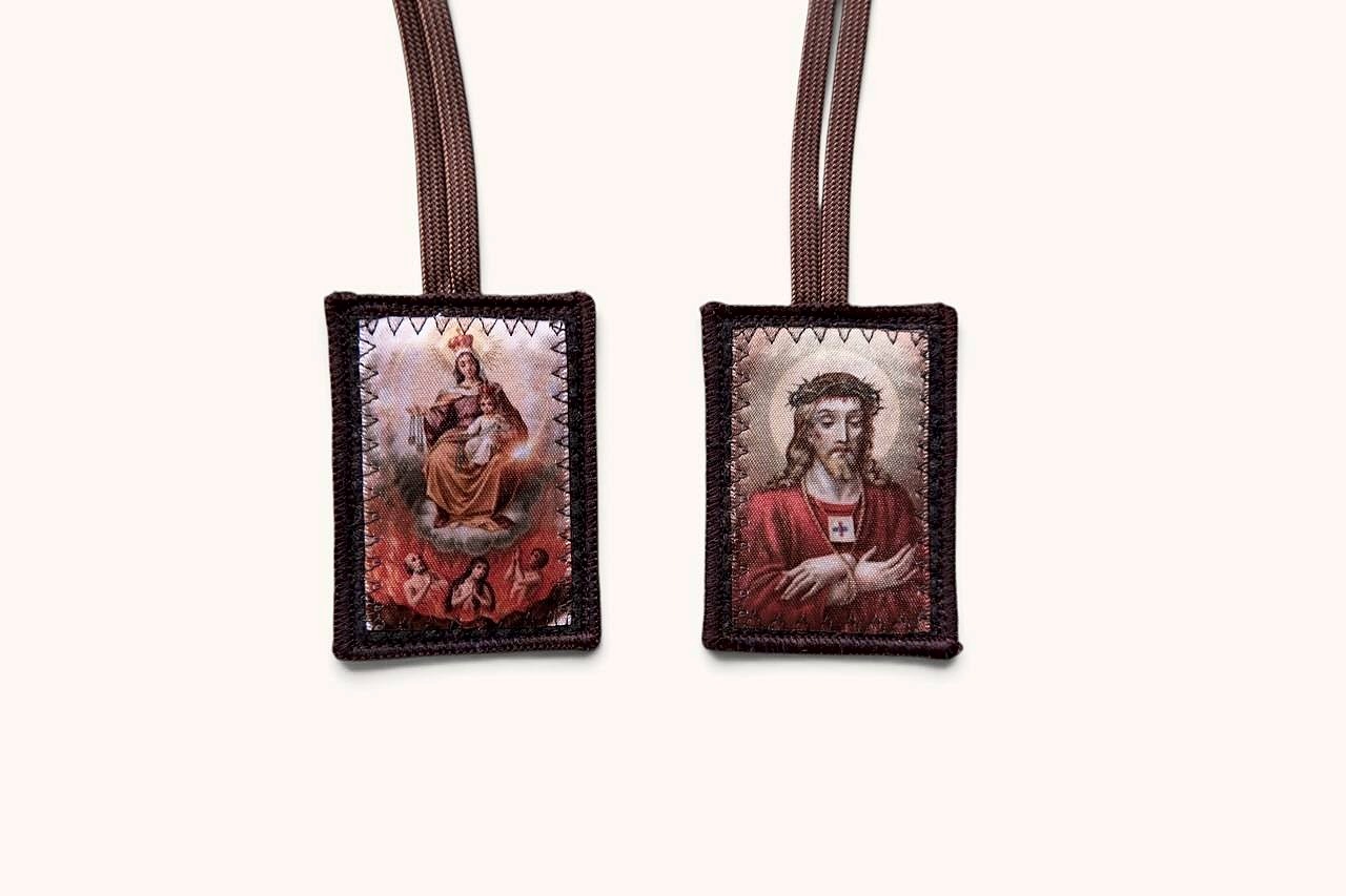 Brown Scapular of Our Lady of Mount Carmel and Christ Crowned with Thorns