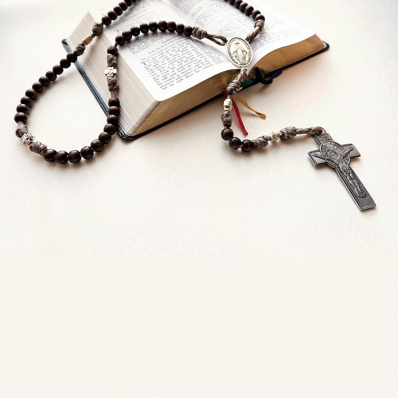 St Benedict & Miraculous Medal Brown Wooden Rosary — image 1 of 6