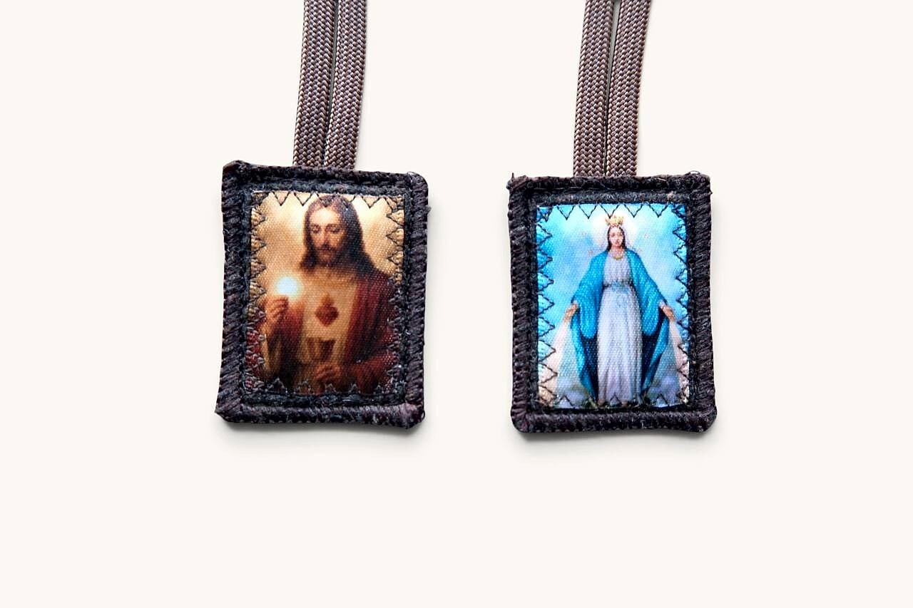 Brown Scapular of the Sacred Heart of Jesus with the Holy Eucharist and the Immaculate Conception